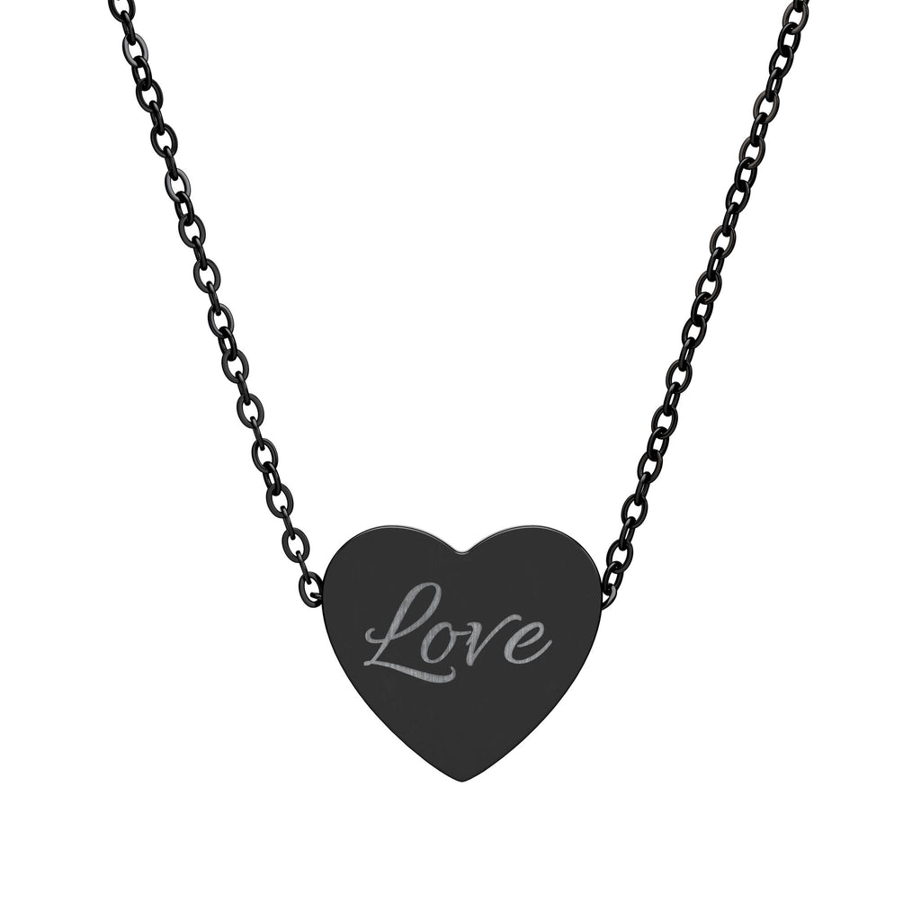 Love Heart Engraved Necklace | Heart Necklace