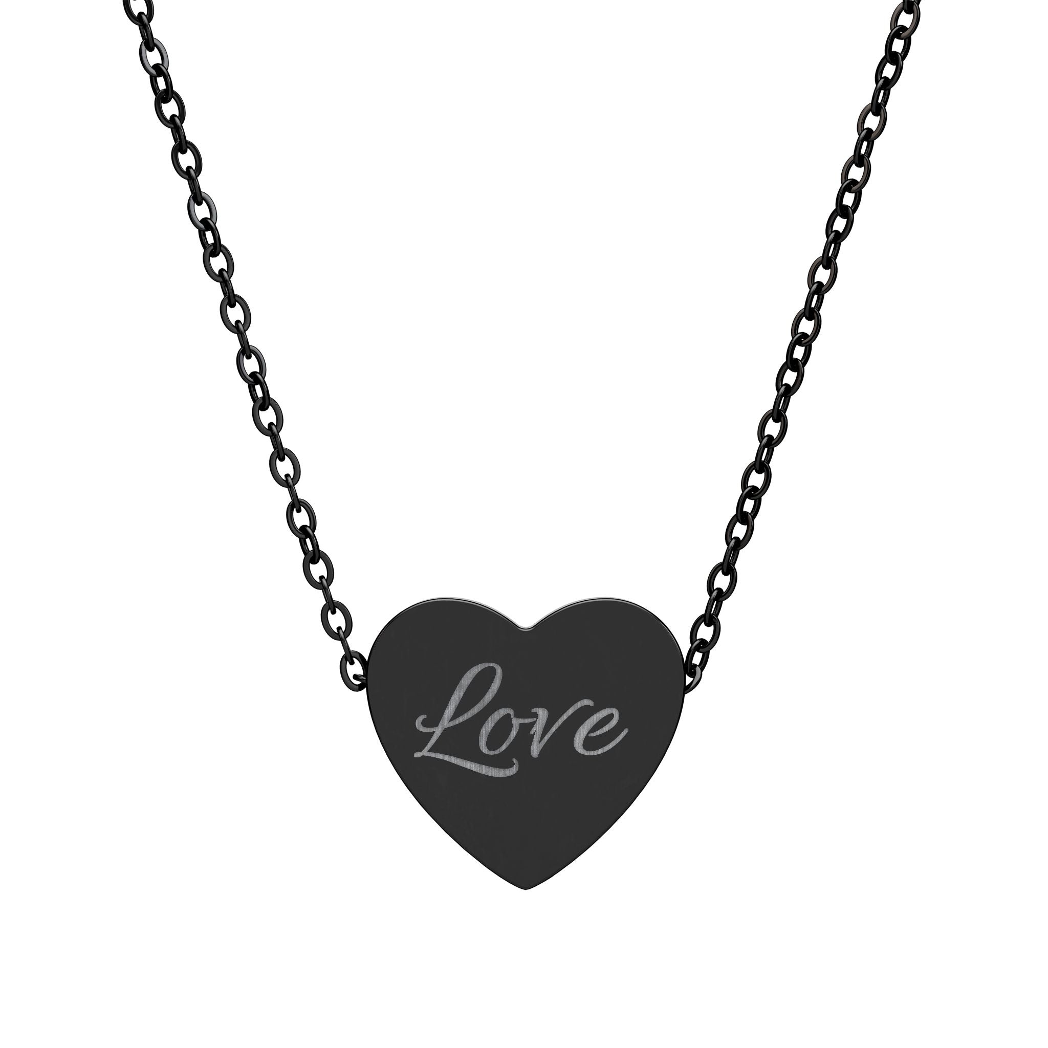 Love Heart Engraved Necklace | Heart Necklace