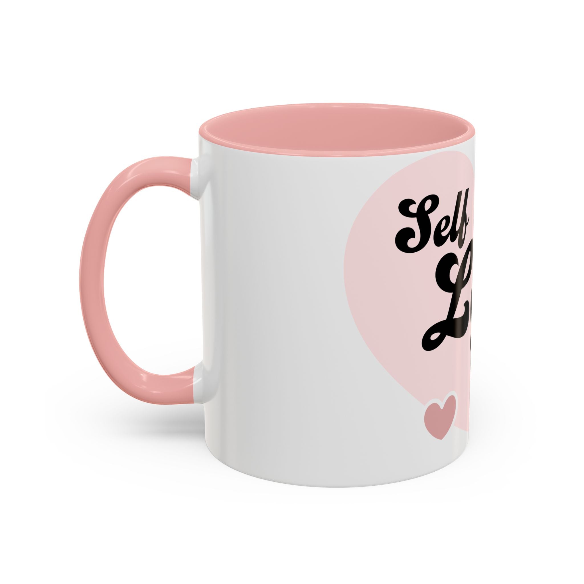 Self Love Club Coffee Mug — Pink Heart Accent Ceramic Mug (11/15oz)