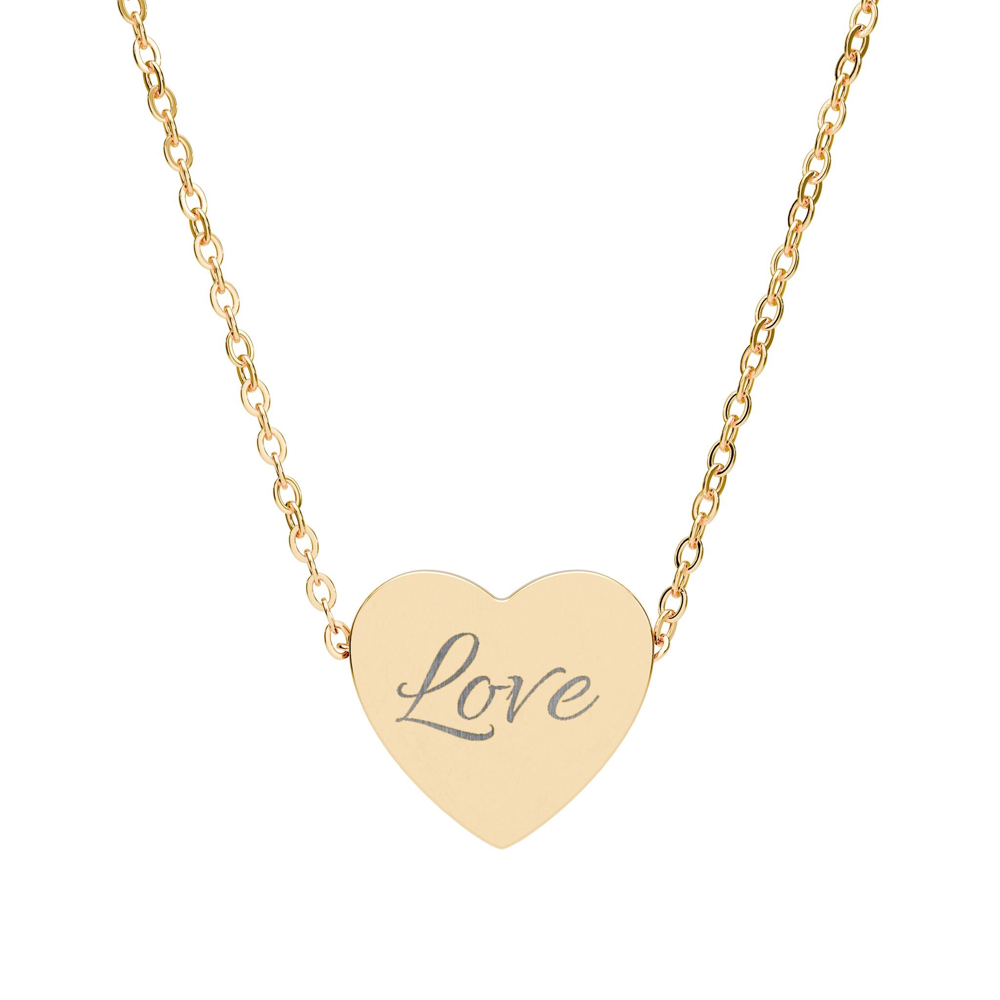 Love Heart Engraved Necklace | Heart Necklace
