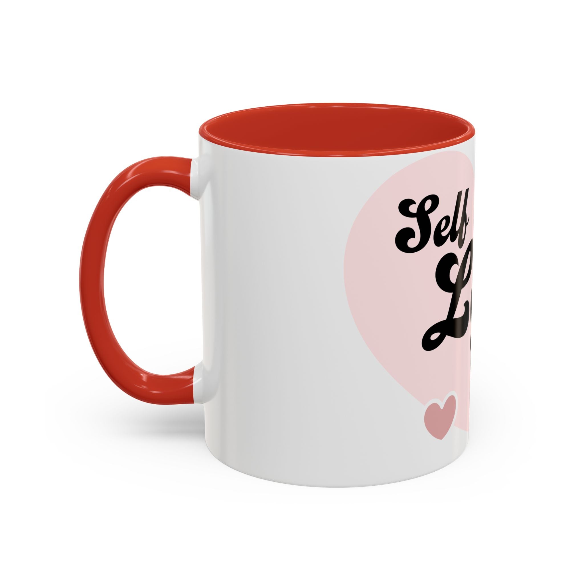 Self Love Club Coffee Mug — Pink Heart Accent Ceramic Mug (11/15oz)