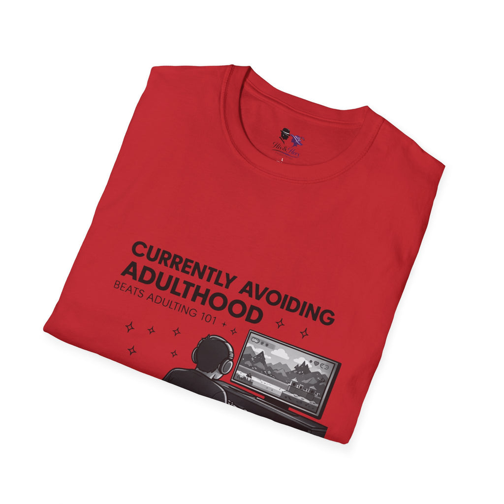 Currently Avoiding Adulthood Gamer Scene T-Shirt | Retro Console Illustration