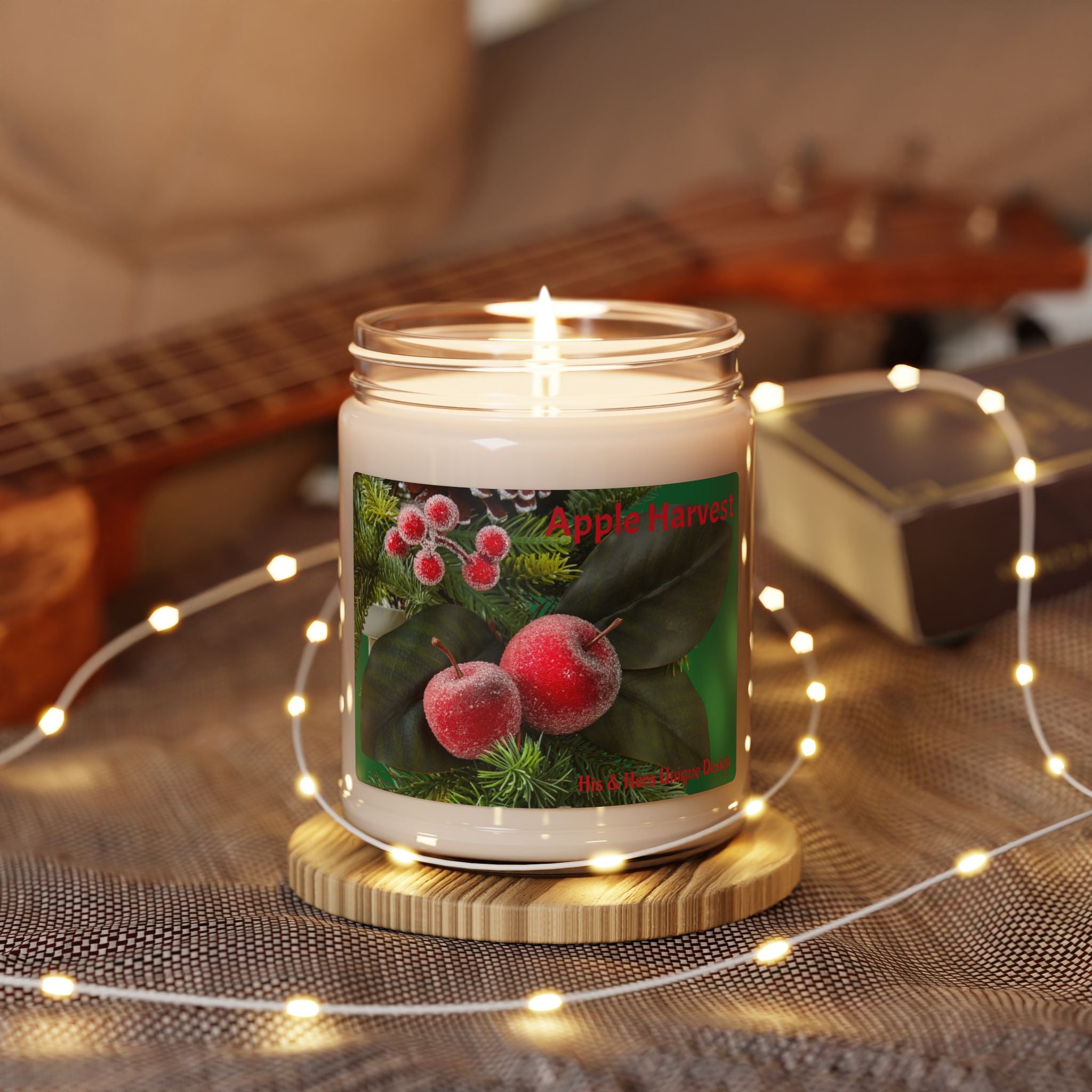 Apple Harvest Scented Soy Candle — 9oz Holiday Fruit & Evergreen Aroma