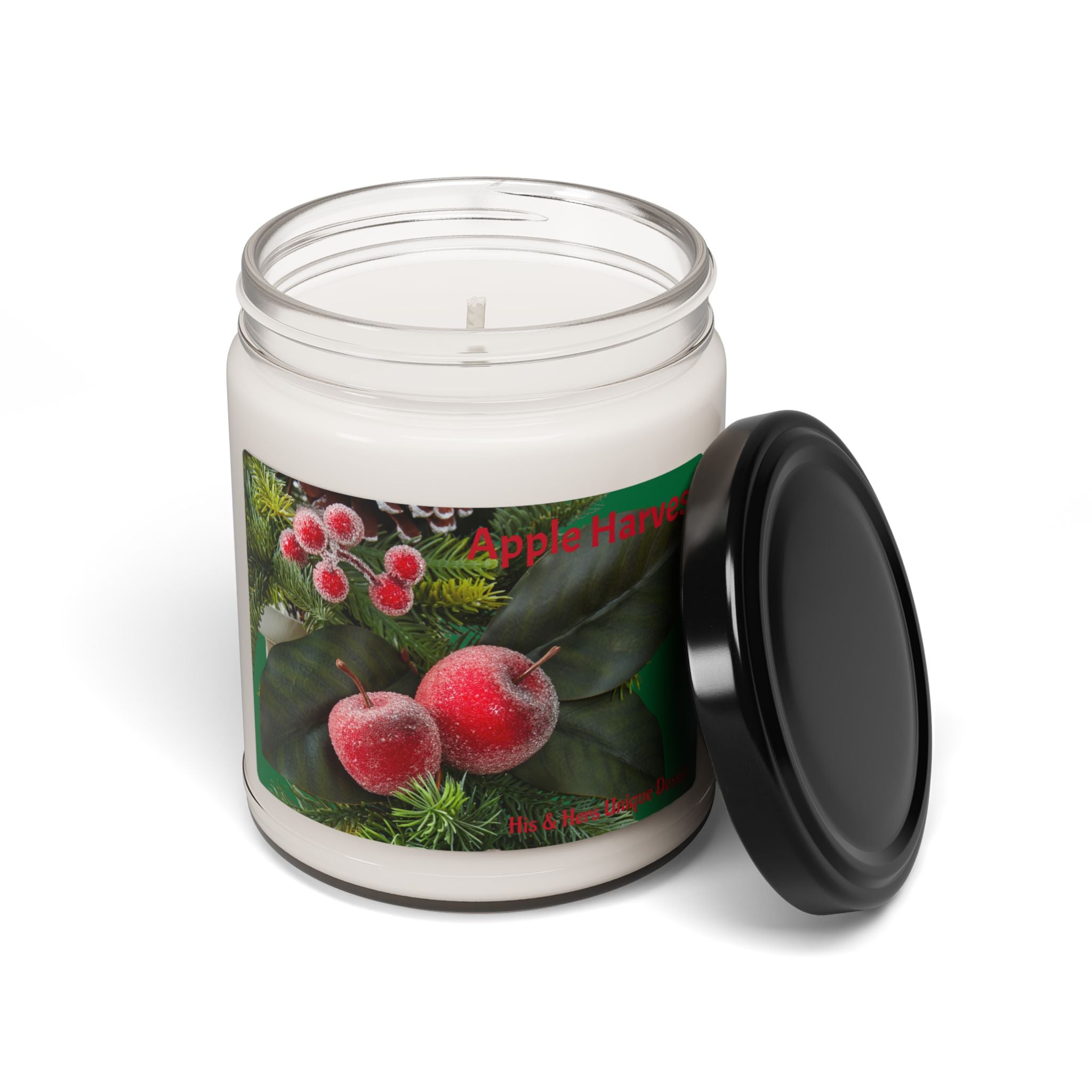 Apple Harvest Scented Soy Candle — 9oz Holiday Fruit & Evergreen Aroma