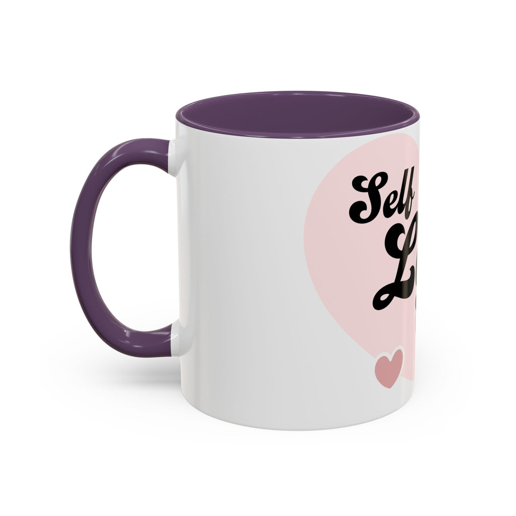 Self Love Club Coffee Mug — Pink Heart Accent Ceramic Mug (11/15oz)