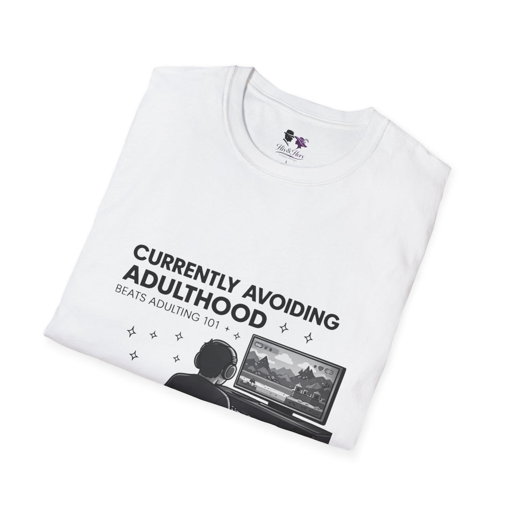 Currently Avoiding Adulthood Gamer Scene T-Shirt | Retro Console Illustration