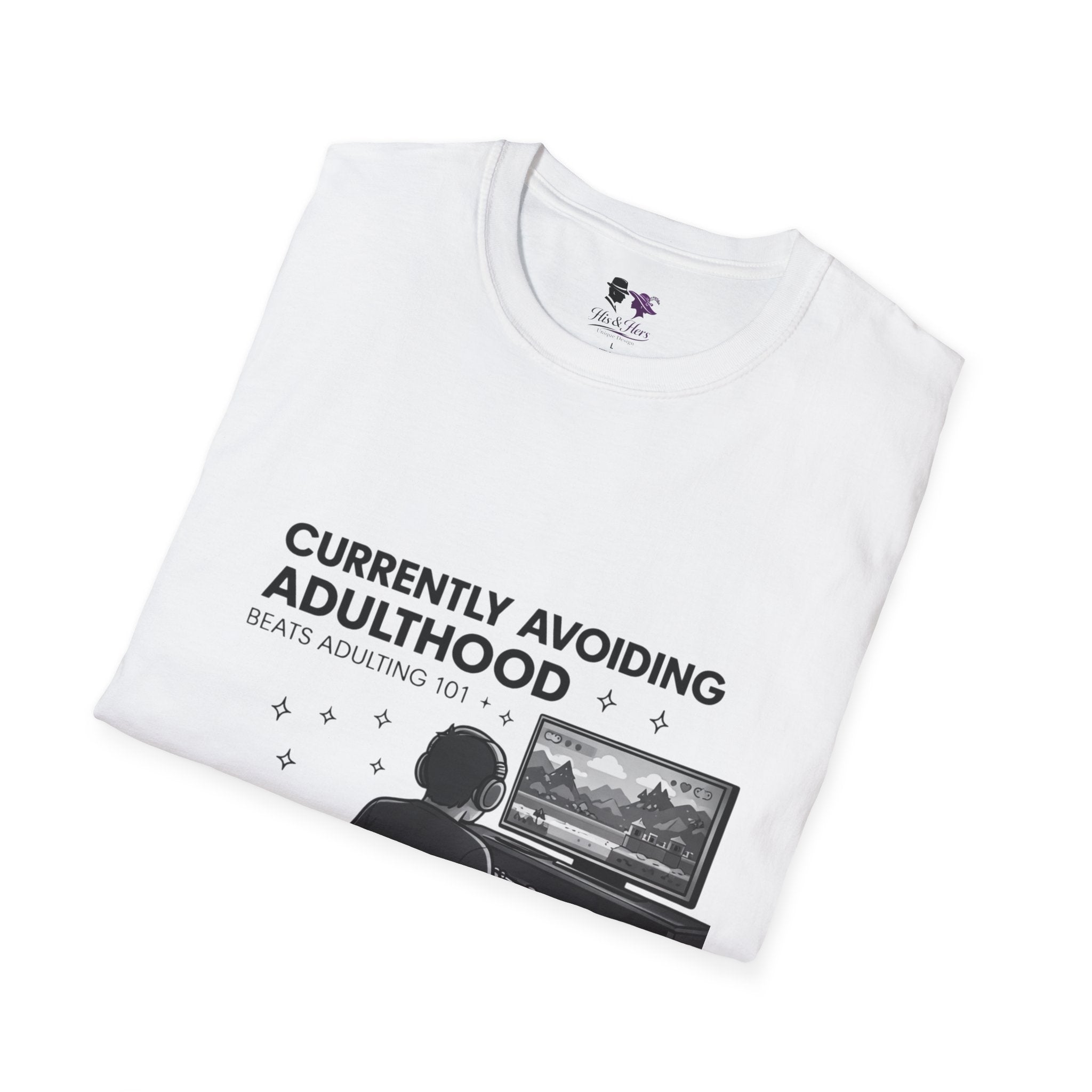 Currently Avoiding Adulthood Gamer Scene T-Shirt | Retro Console Illustration
