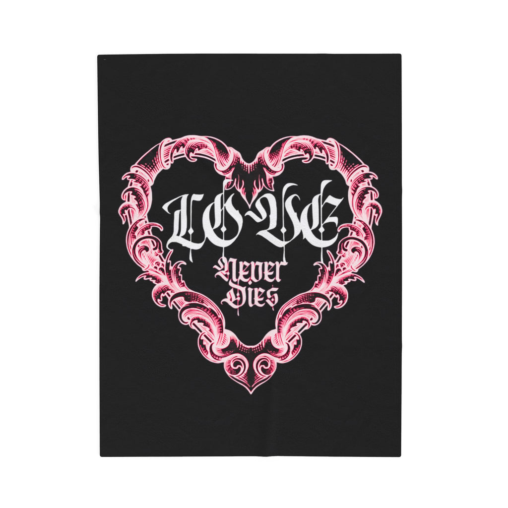 Velveteen Blanket — 'Love Never Dies' Gothic Heart Plush Throw