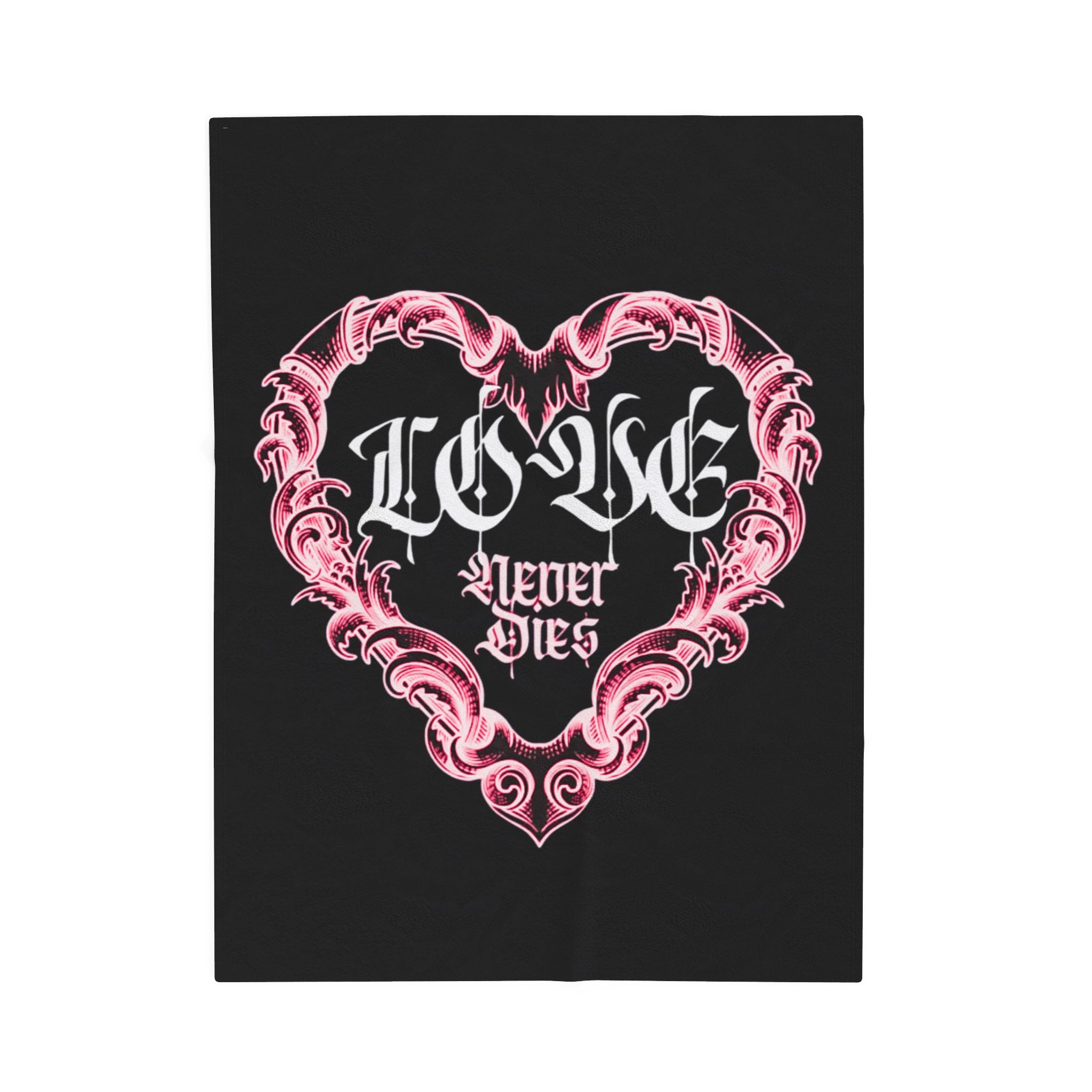 Velveteen Blanket — 'Love Never Dies' Gothic Heart Plush Throw