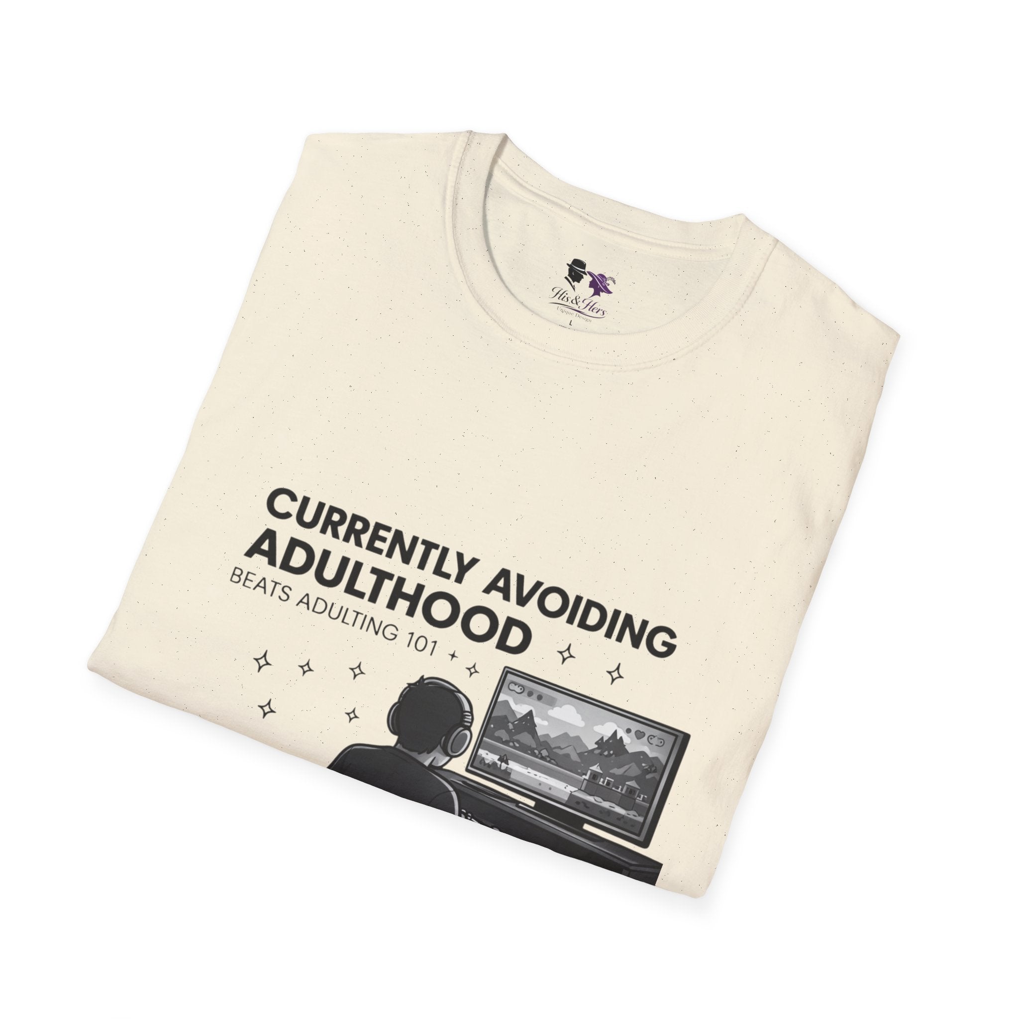 Currently Avoiding Adulthood Gamer Scene T-Shirt | Retro Console Illustration