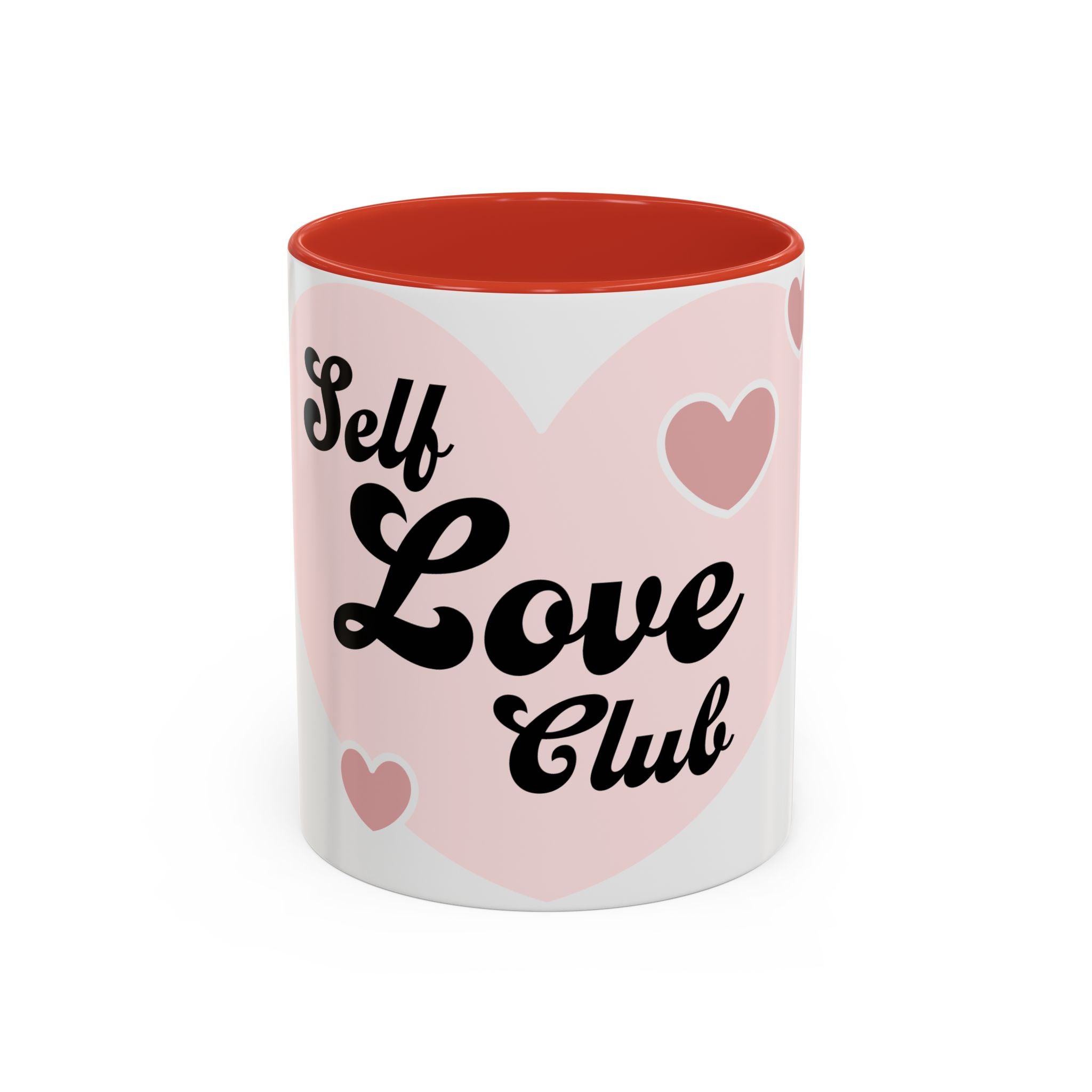 Self Love Club Coffee Mug — Pink Heart Accent Ceramic Mug (11/15oz)
