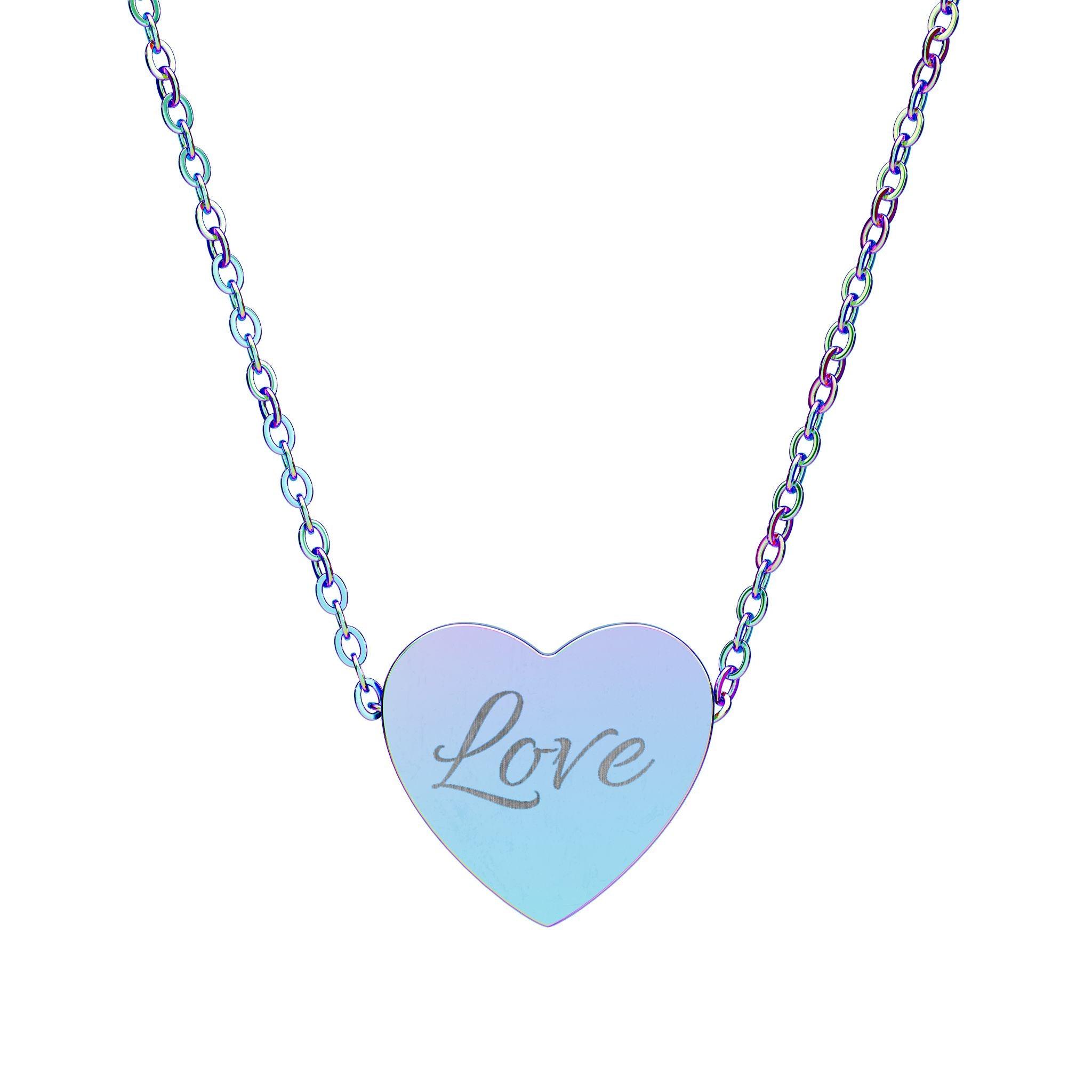 Love Heart Engraved Necklace | Heart Necklace