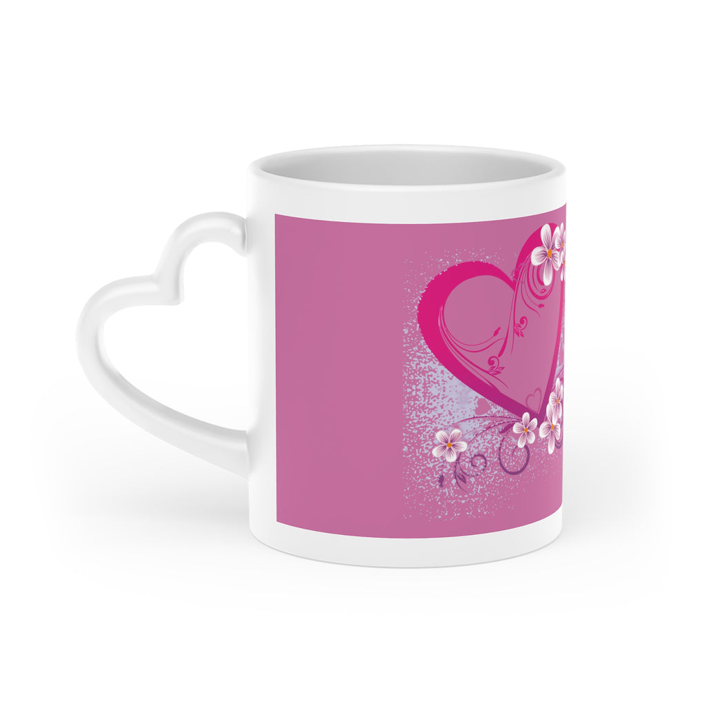 Pink Floral Love Mug — Heart Design Valentine’s Coffee Cup