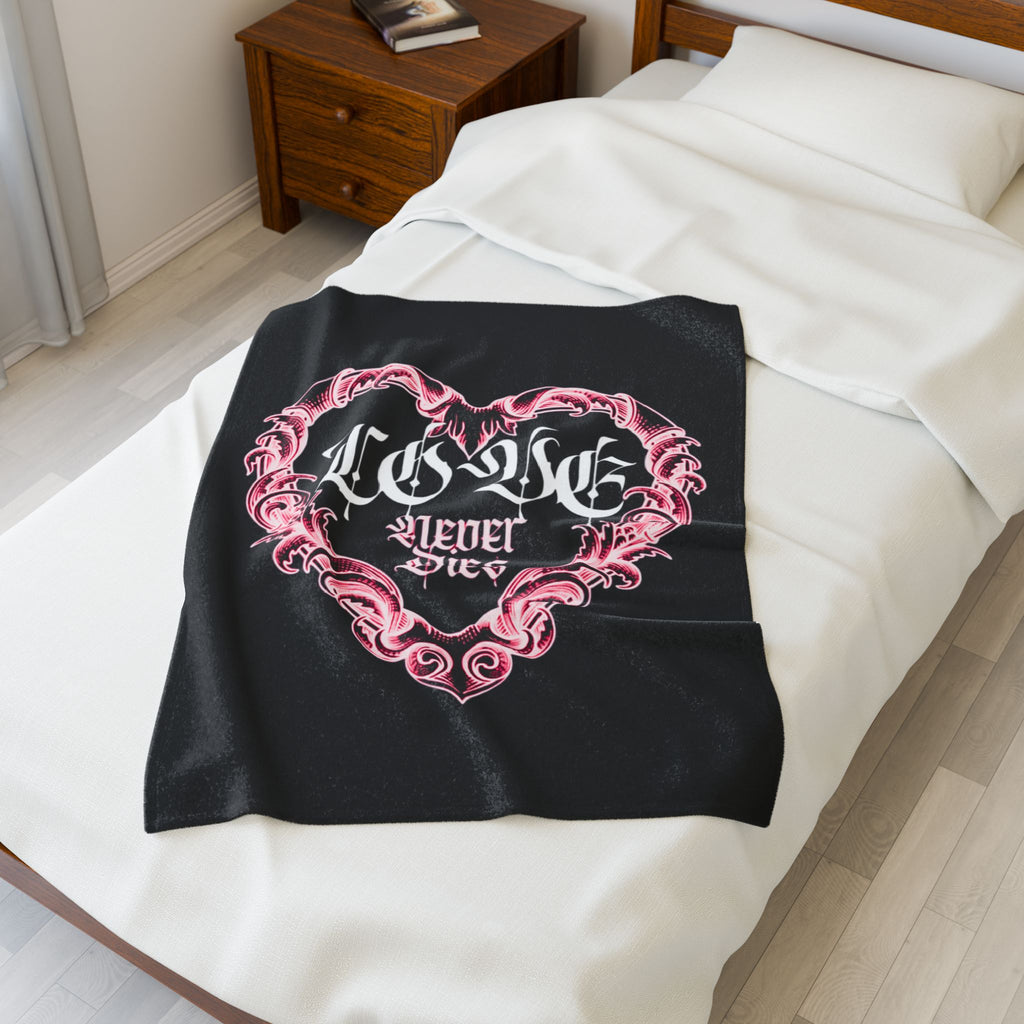 Velveteen Blanket — 'Love Never Dies' Gothic Heart Plush Throw