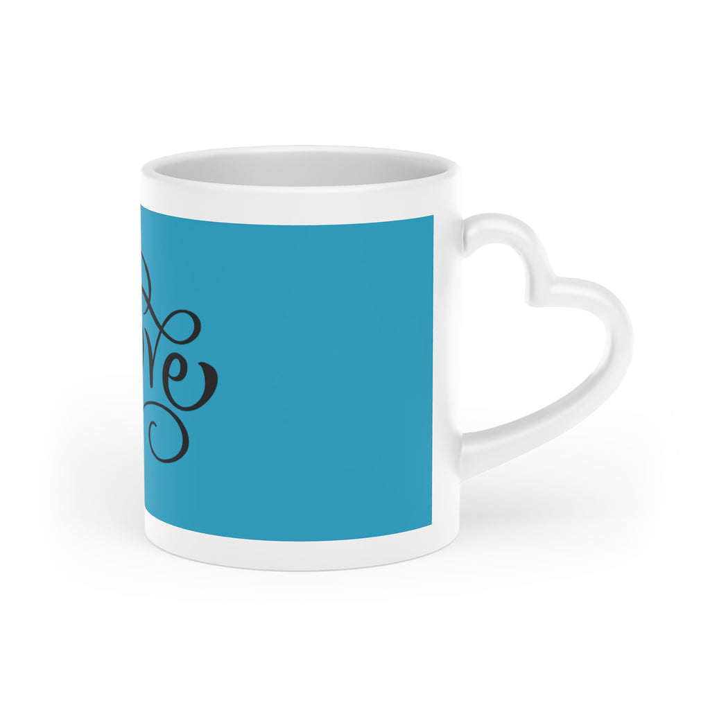 Love Script Mug — Heart Motif Ceramic Coffee Cup