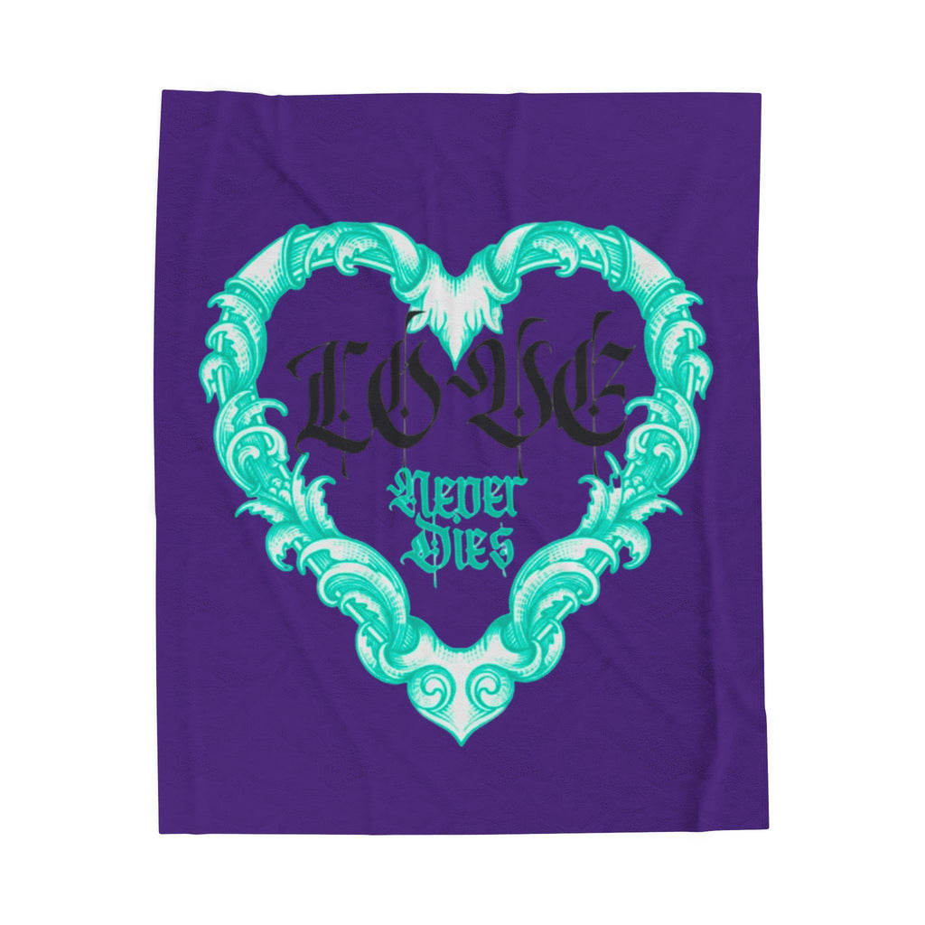 Velveteen Plush Blanket — Gothic Heart 'Love Never Dies' Velour Throw