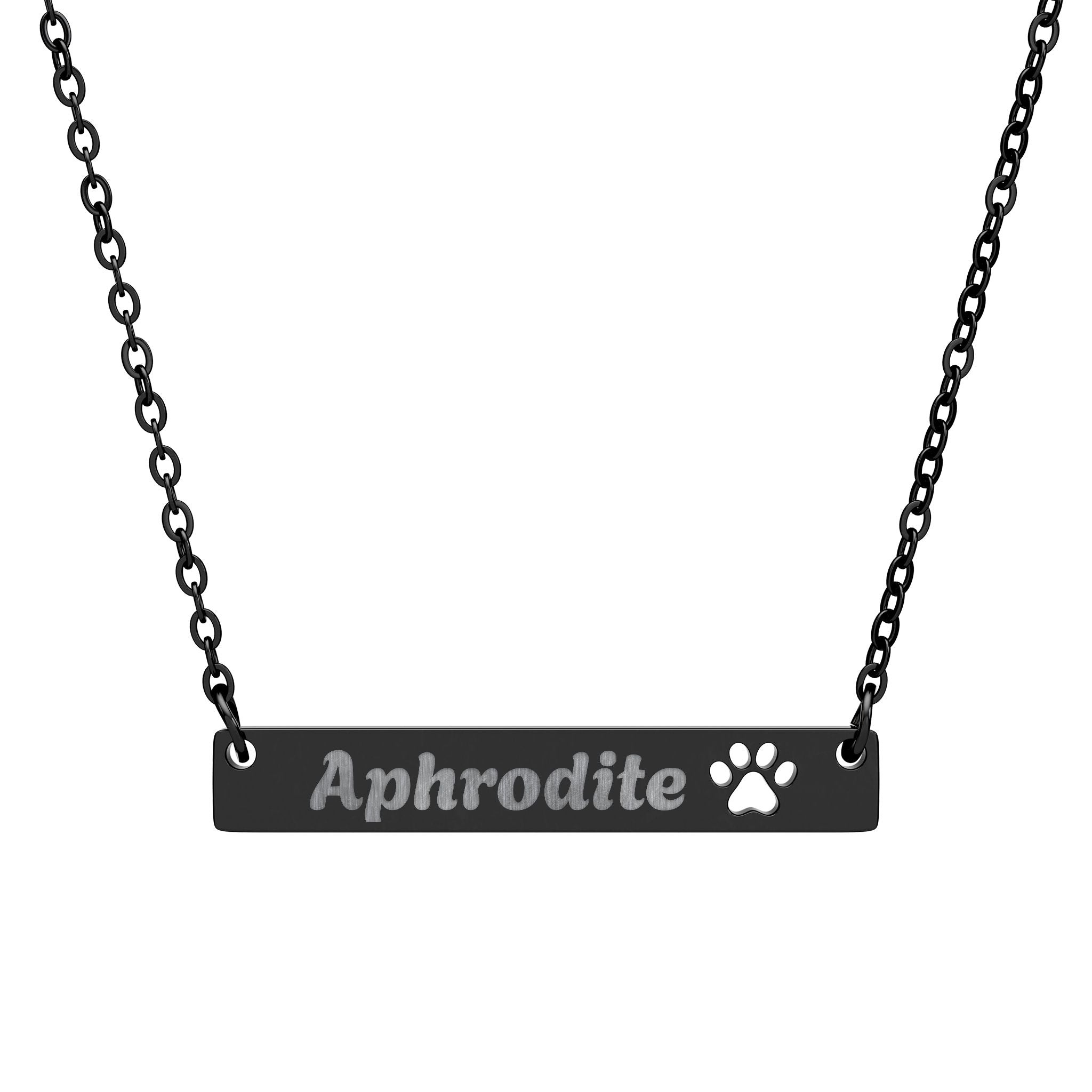 Paw Cutout Engraved Bar Necklace | Personalized Name Bar Necklace
