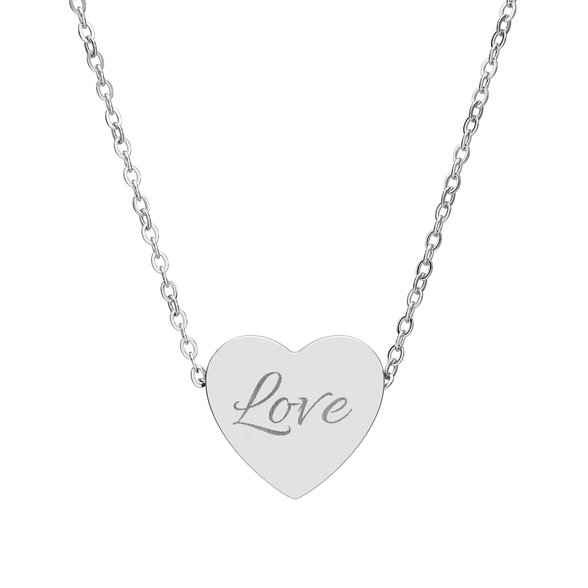 Love Heart Engraved Necklace | Heart Necklace