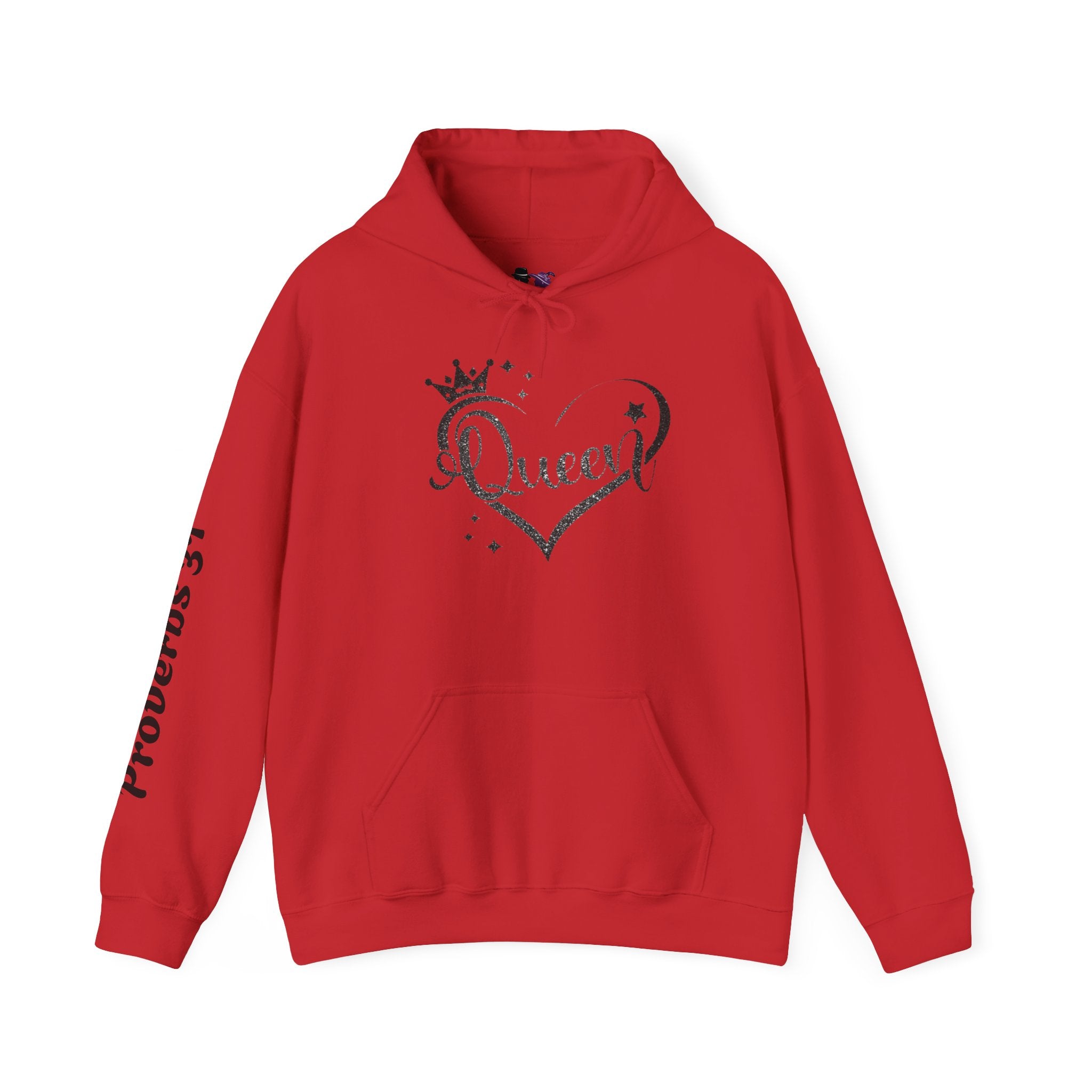 Queen script heart gold foil Hoodie | Crown heart design
