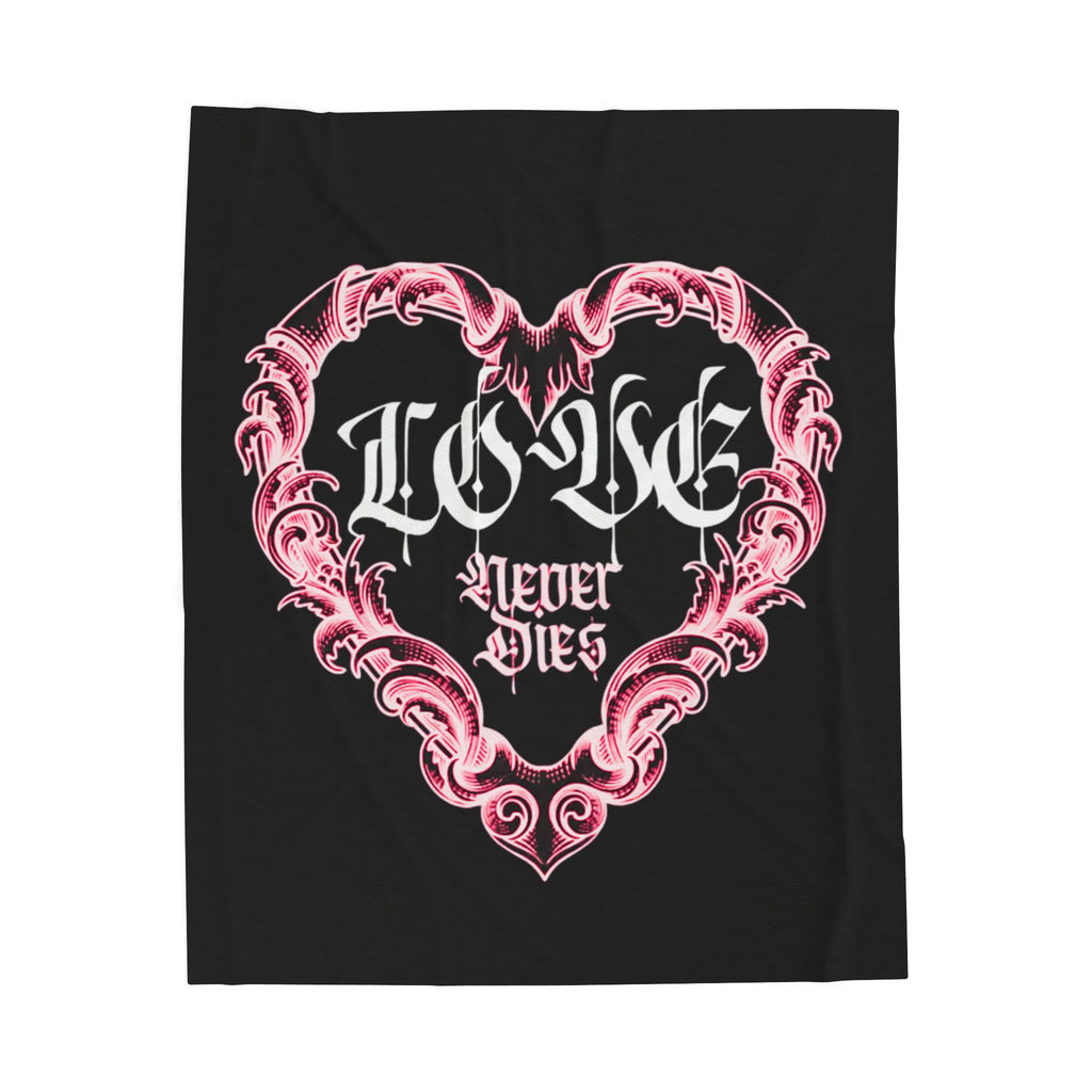 Velveteen Blanket — 'Love Never Dies' Gothic Heart Plush Throw
