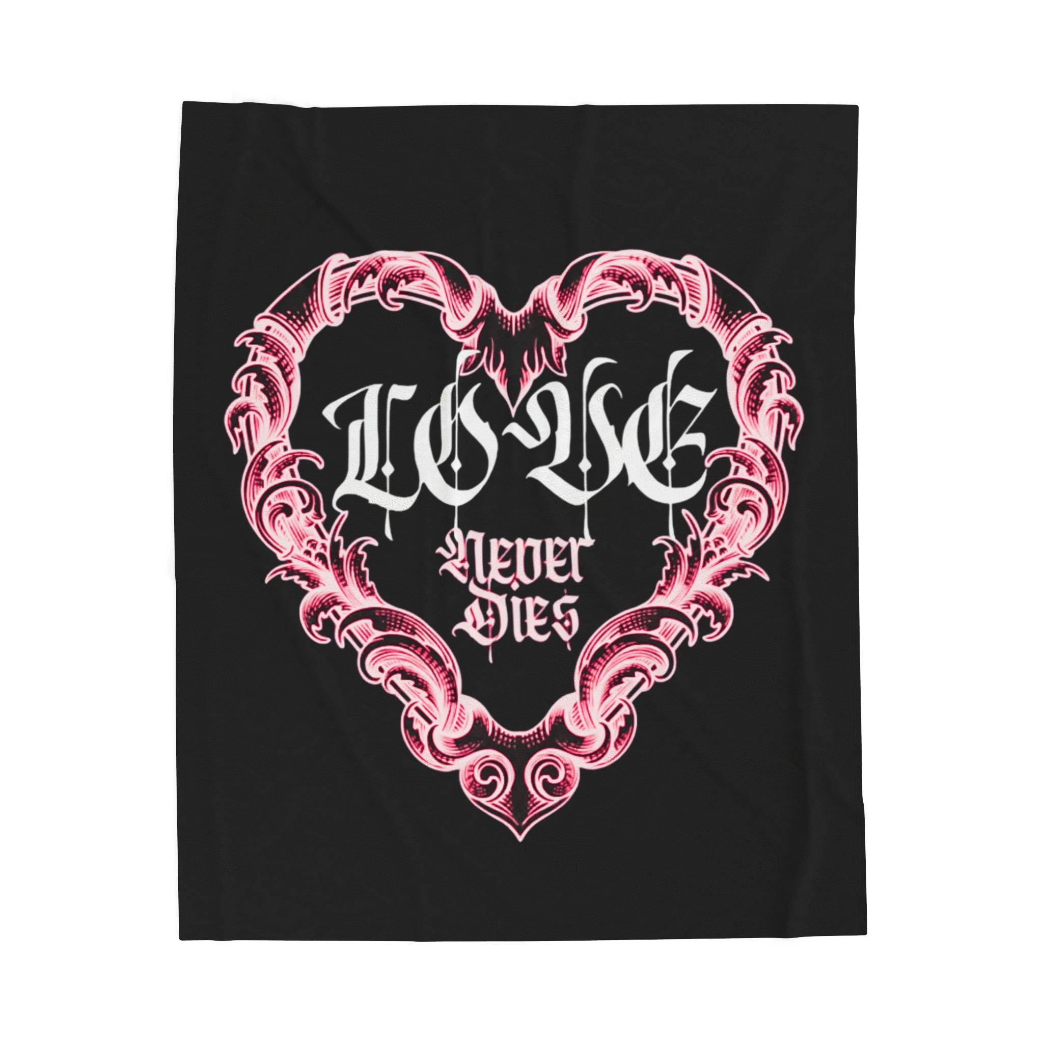 Velveteen Blanket — 'Love Never Dies' Gothic Heart Plush Throw