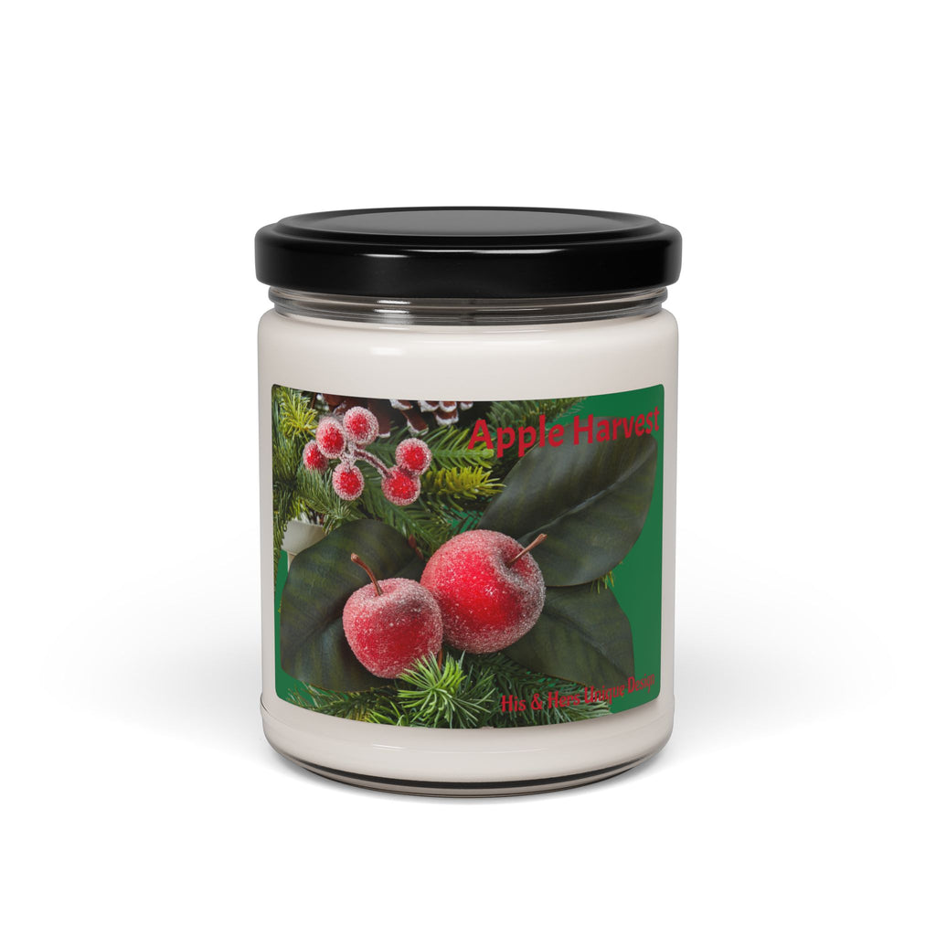 Apple Harvest Scented Soy Candle — 9oz Holiday Fruit & Evergreen Aroma