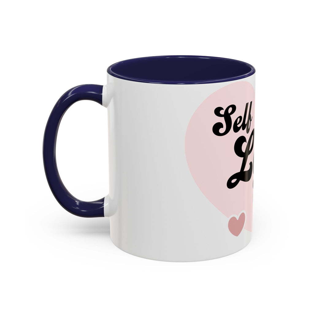 Self Love Club Coffee Mug — Pink Heart Accent Ceramic Mug (11/15oz)
