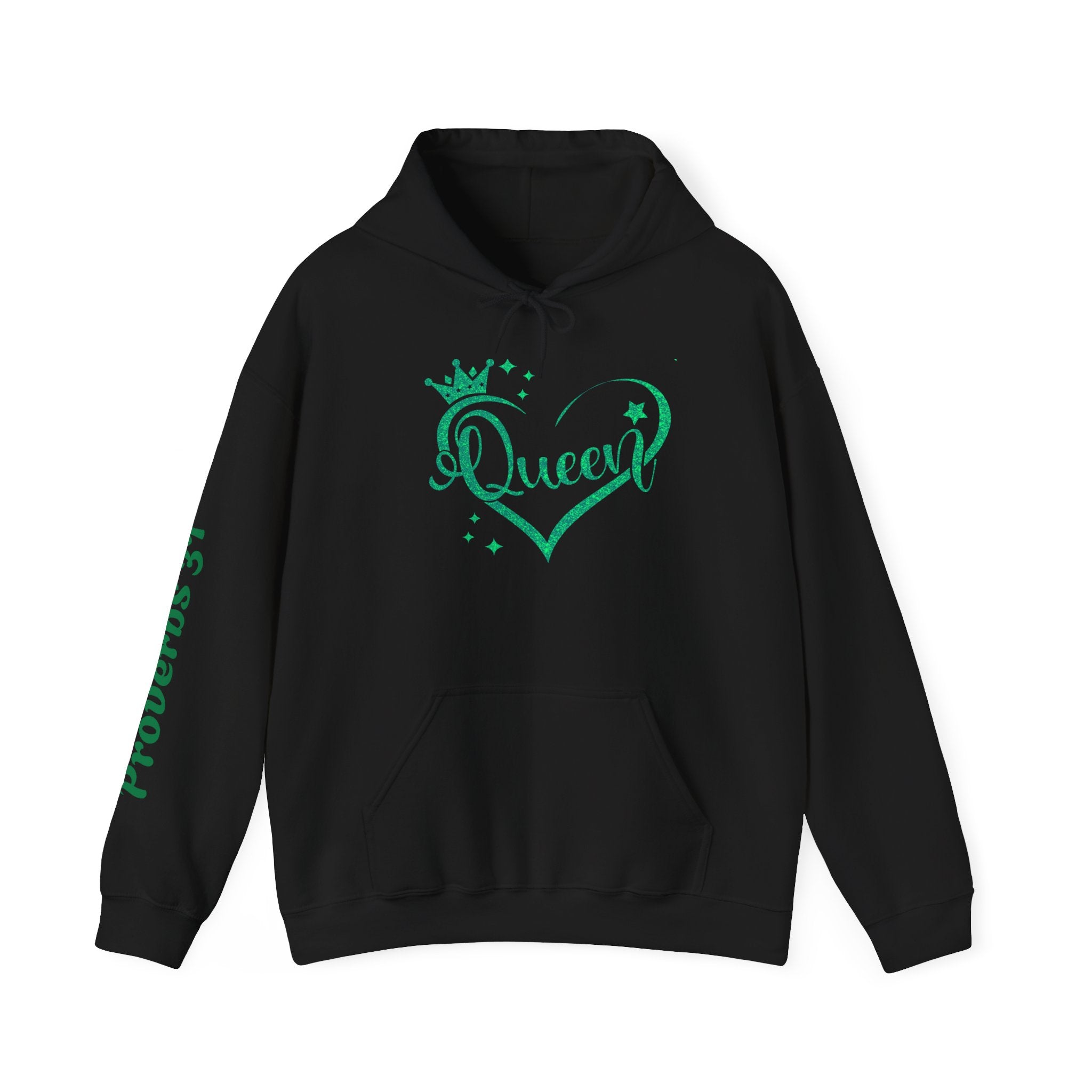 Queen script heart gold foil Hoodie | Crown heart design