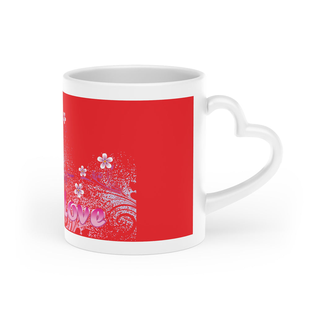 Valentine Heart Floral Mug – Red 'Love' Ceramic Coffee Cup