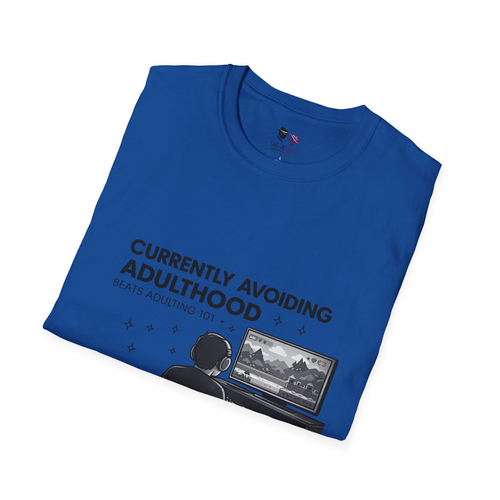 Currently Avoiding Adulthood Gamer Scene T-Shirt | Retro Console Illustration