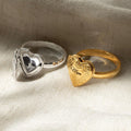 Double-Layer Heart Engraved Ring