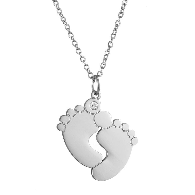Custom Baby Feet Birthstone Necklace