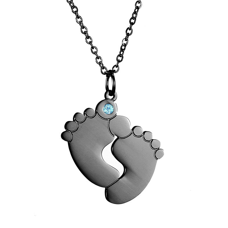 Custom Baby Feet Birthstone Necklace