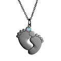Custom Baby Feet Birthstone Necklace