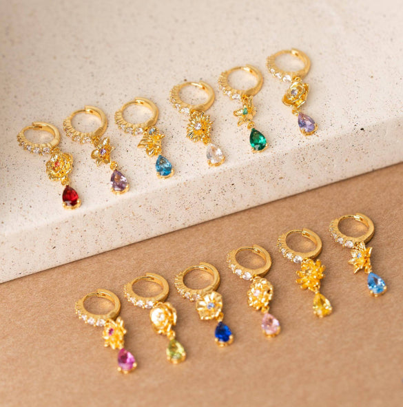 Custom Birth Flower & Birthstone Earrings