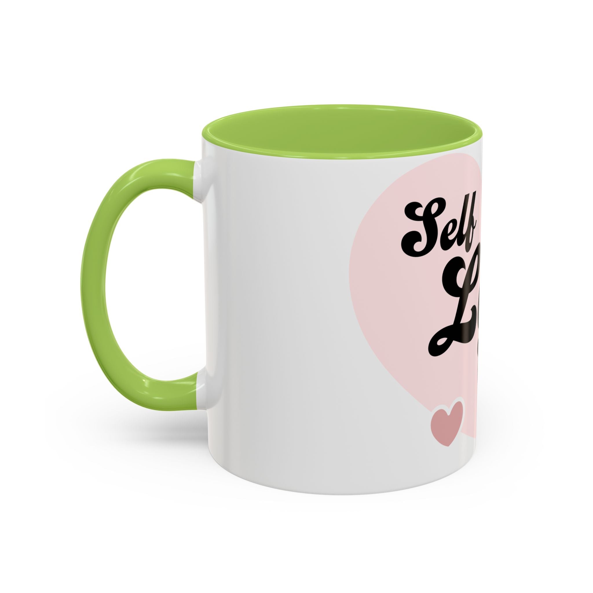 Self Love Club Coffee Mug — Pink Heart Accent Ceramic Mug (11/15oz)