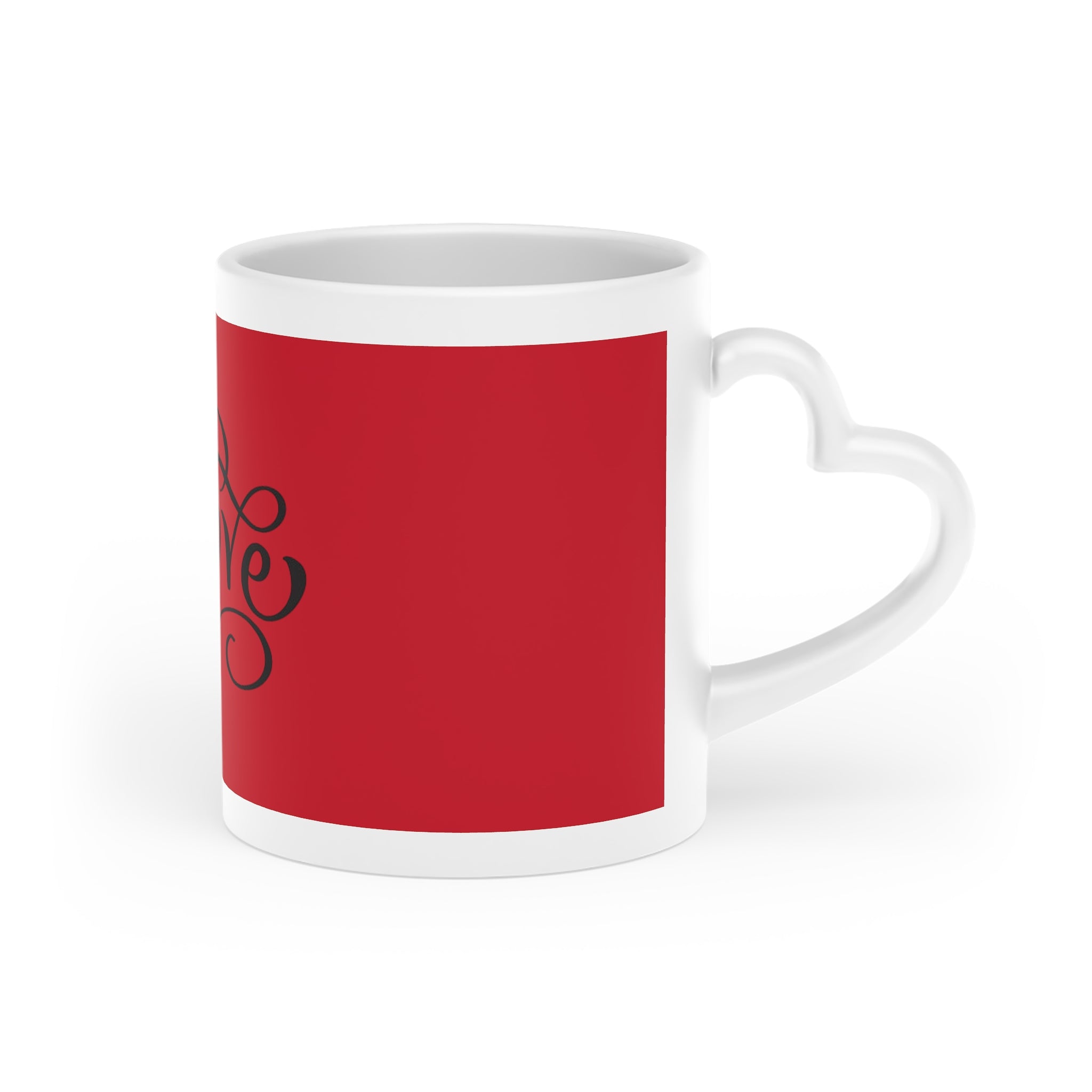 Love Script Heart Mug — Red Romantic Coffee Cup for Valentine’s Day