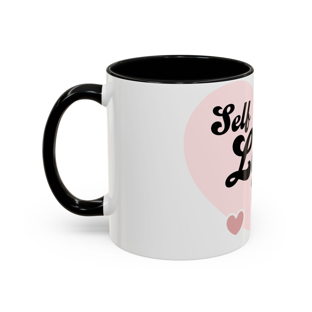 Self Love Club Coffee Mug — Pink Heart Accent Ceramic Mug (11/15oz)