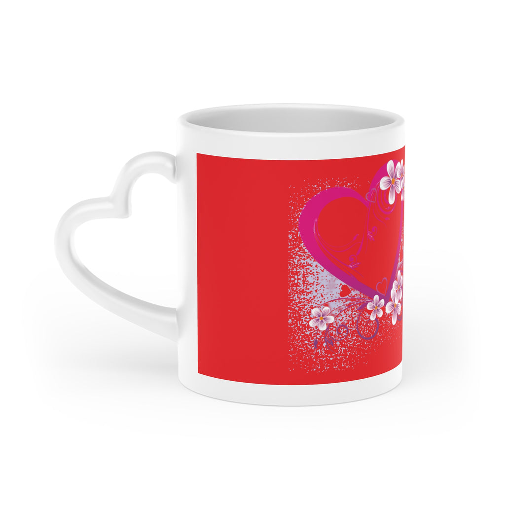 Valentine Heart Floral Mug – Red 'Love' Ceramic Coffee Cup