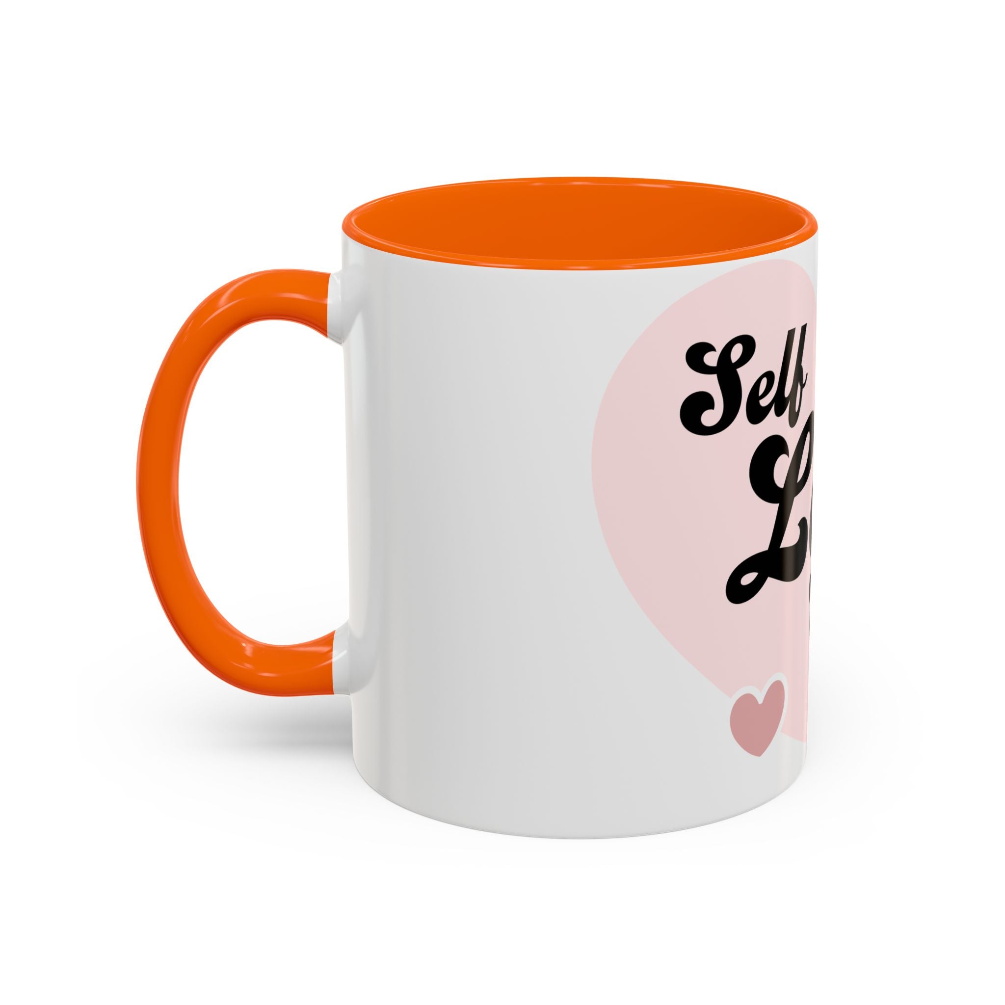 Self Love Club Coffee Mug — Pink Heart Accent Ceramic Mug (11/15oz)