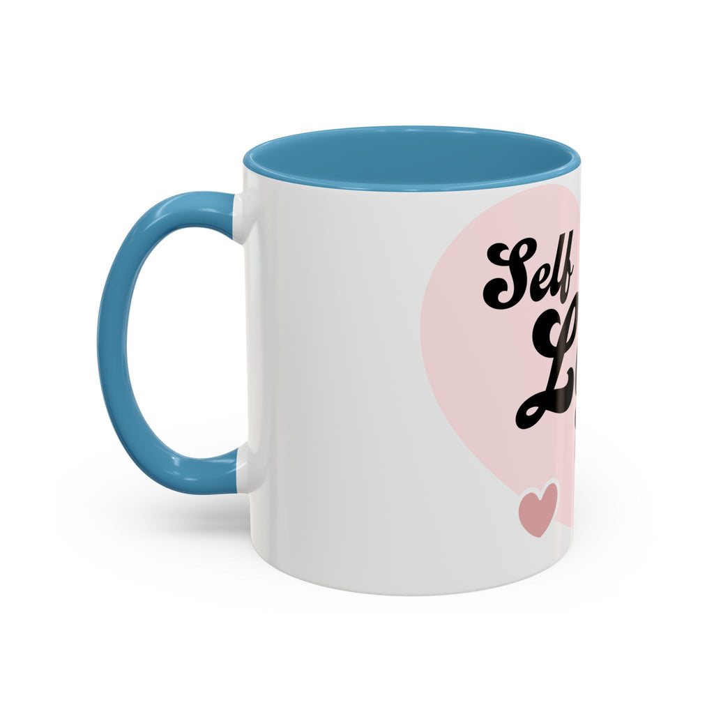 Self Love Club Coffee Mug — Pink Heart Accent Ceramic Mug (11/15oz)