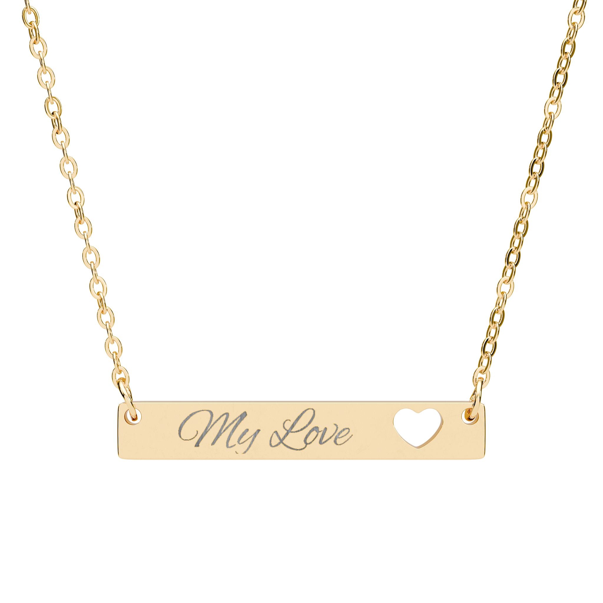 Cutout Heart Bar Necklace Engraved Name Bar | Personalized Bar Necklace