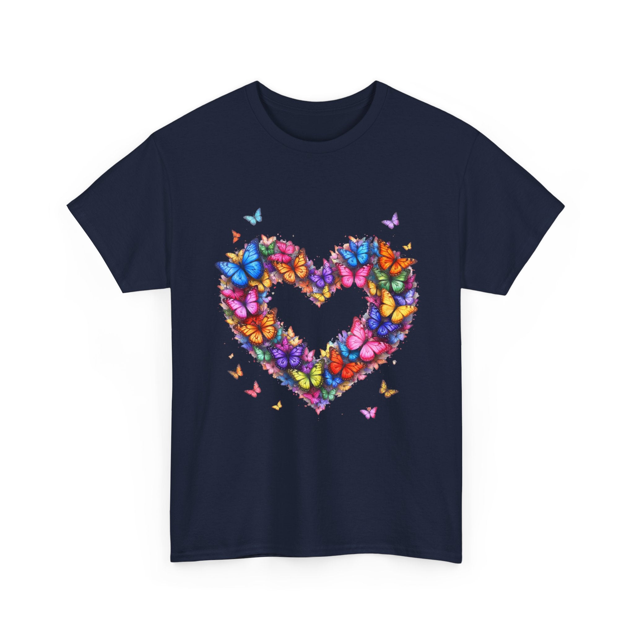 Butterfly Heart T-Shirt — Colorful Butterfly Heart Graphic Tee for Women & Men