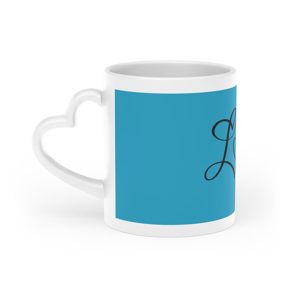 Love Script Mug — Heart Motif Ceramic Coffee Cup