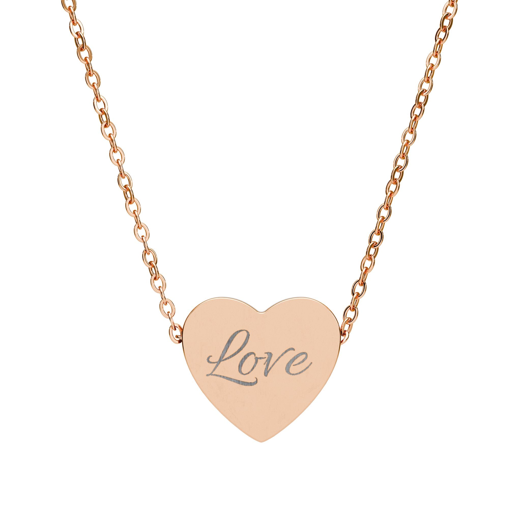 Love Heart Engraved Necklace | Heart Necklace