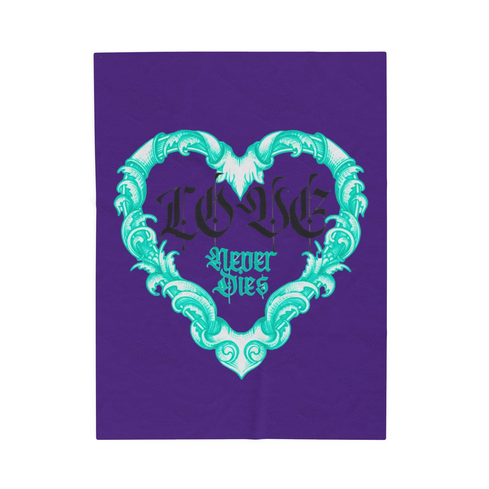 Velveteen Plush Blanket — Gothic Heart 'Love Never Dies' Velour Throw