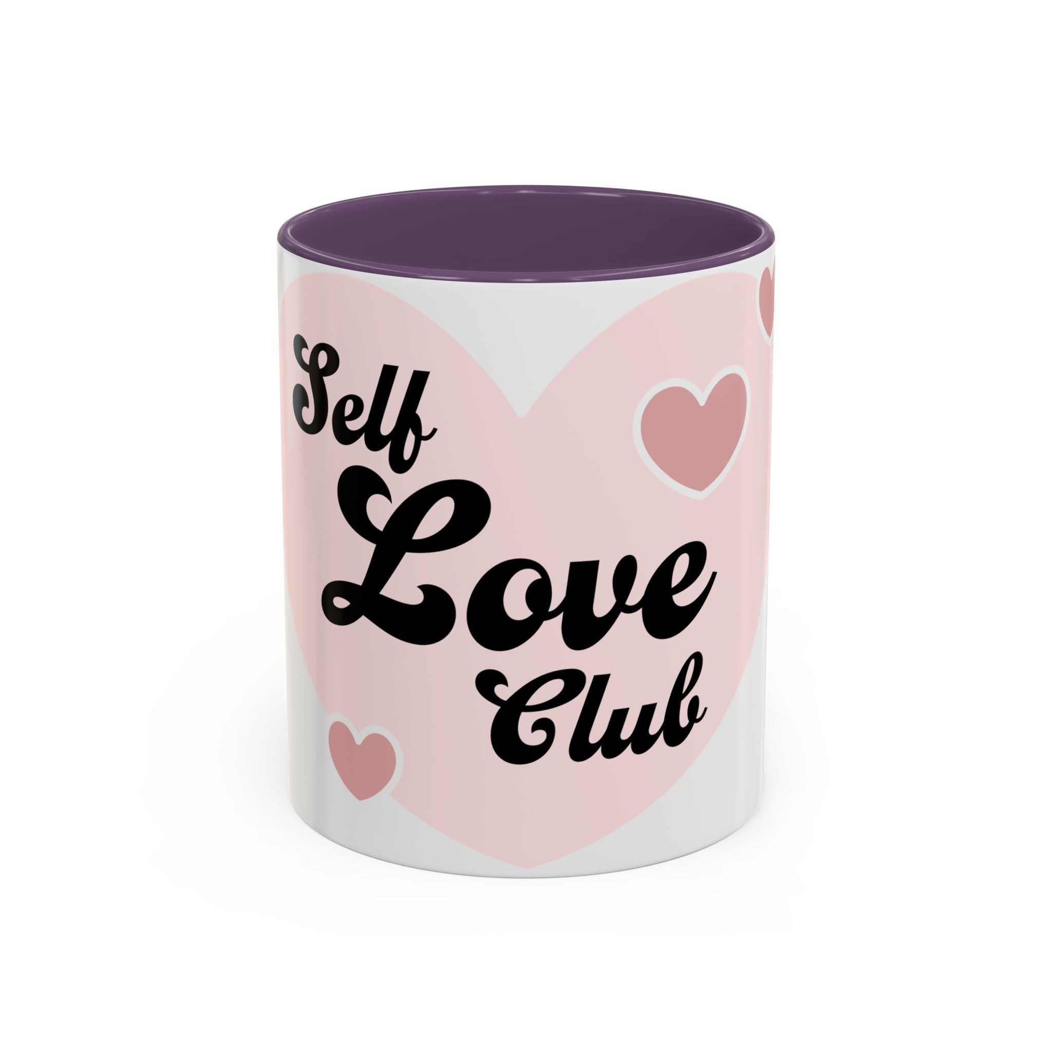 Self Love Club Coffee Mug — Pink Heart Accent Ceramic Mug (11/15oz)