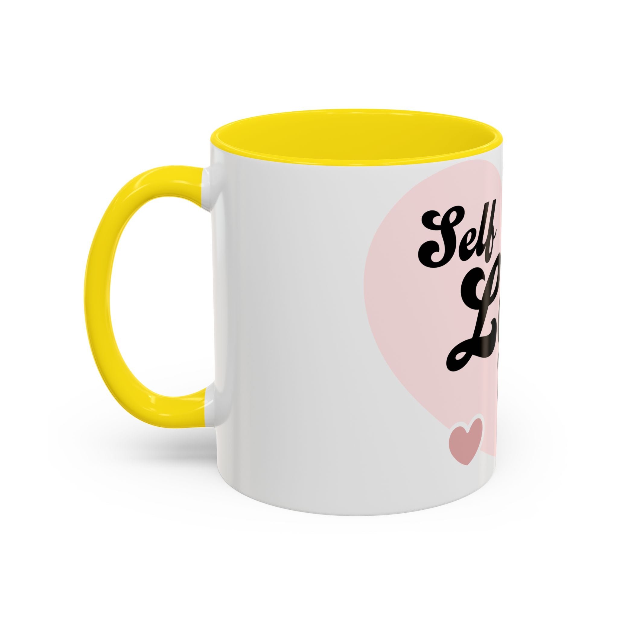 Self Love Club Coffee Mug — Pink Heart Accent Ceramic Mug (11/15oz)