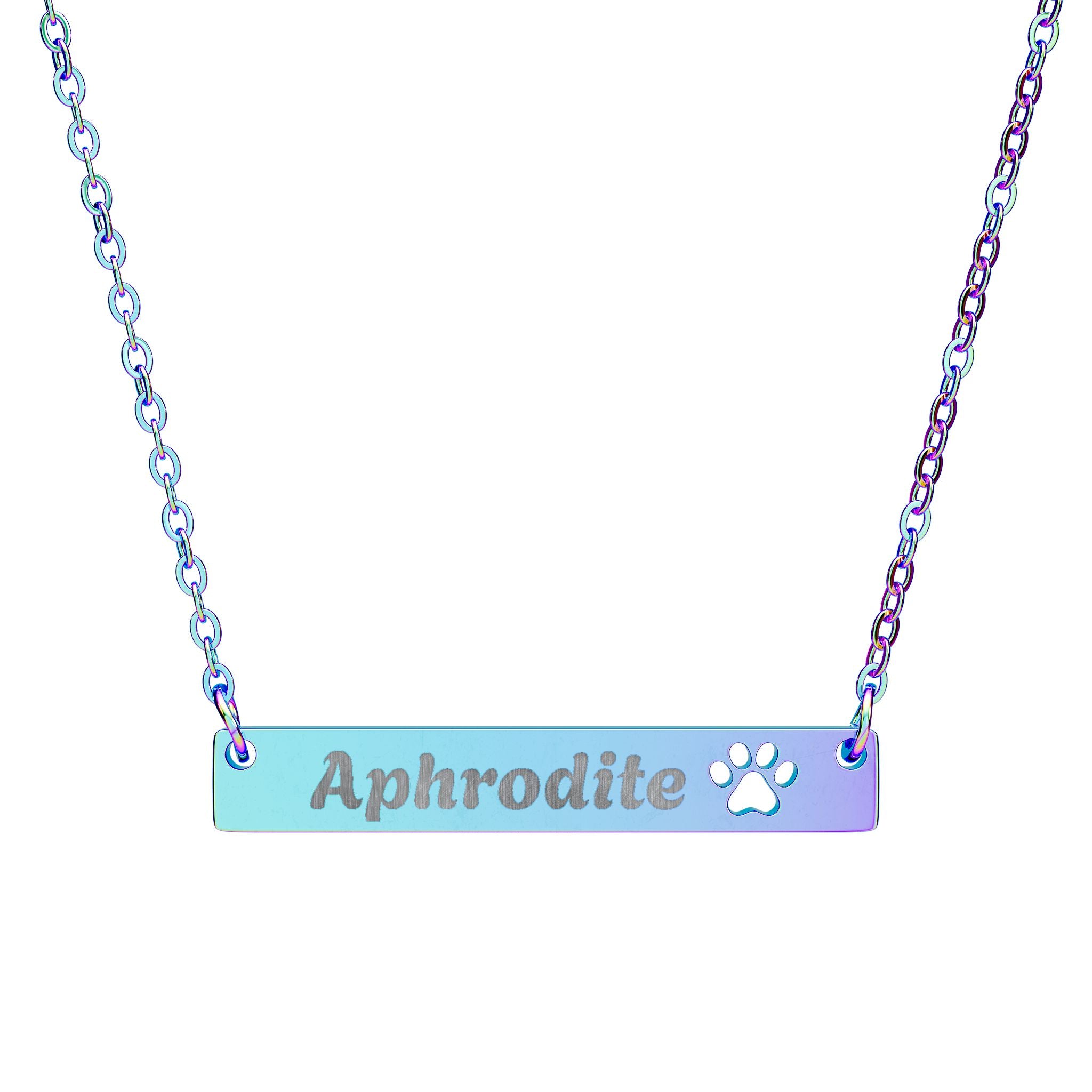 Paw Cutout Engraved Bar Necklace | Personalized Name Bar Necklace