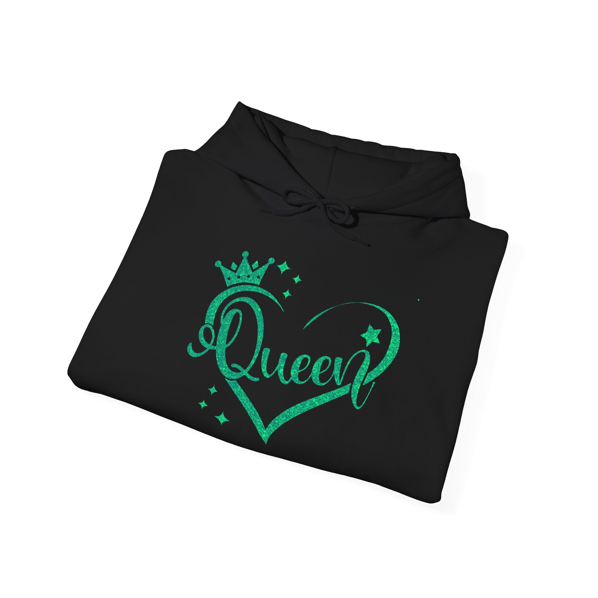 Queen script heart gold foil Hoodie | Crown heart design